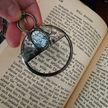 Icy Blue on Magnifying Glass Necklace