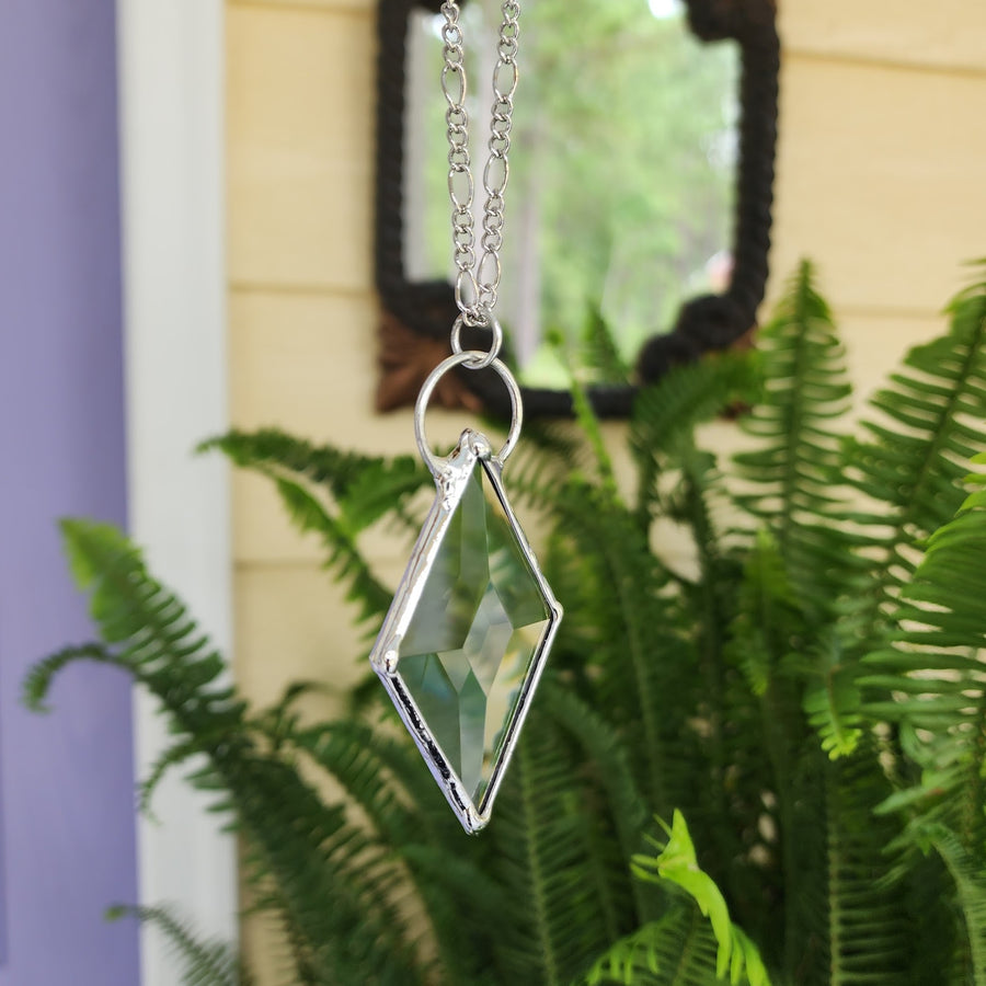 Stained Glass Diamond Pendant