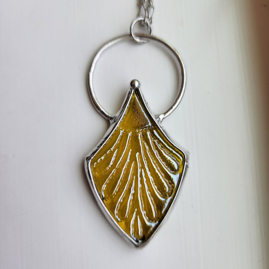 Large Glass Leaf Pendant Necklaces