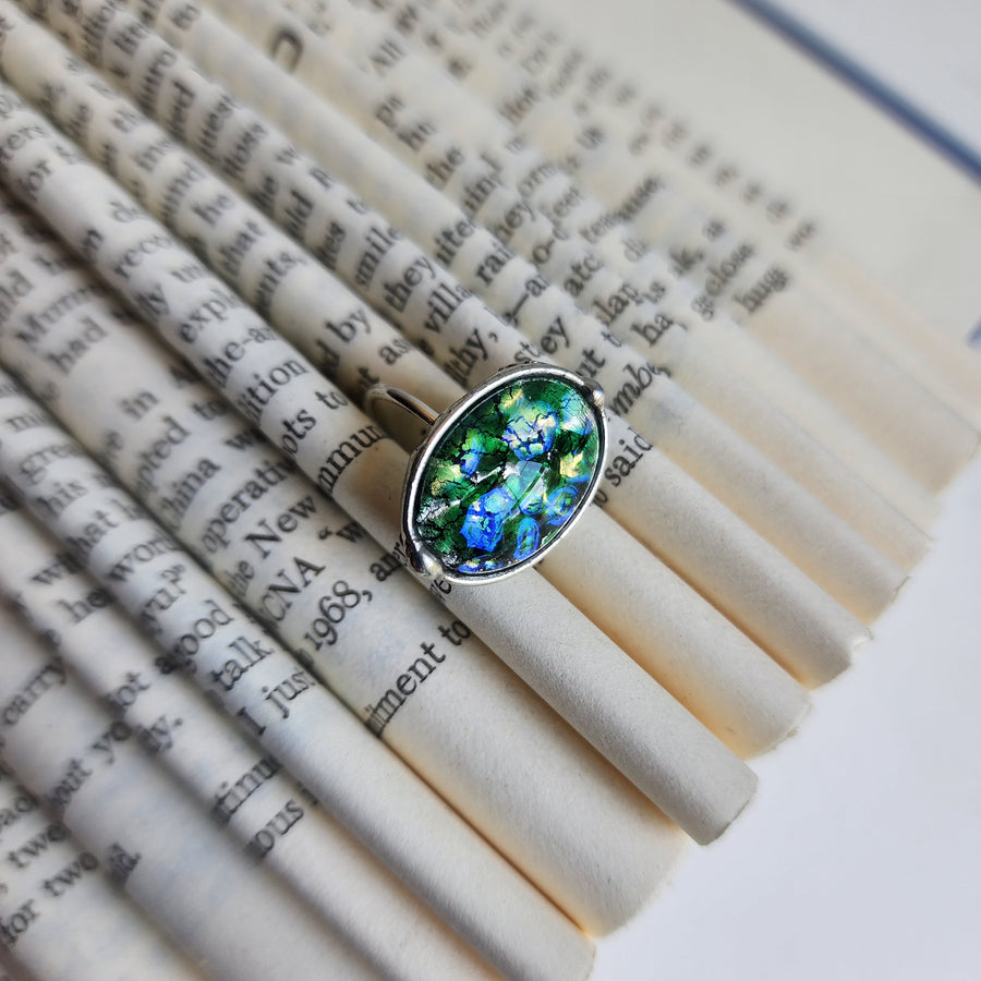 Green Glass Opal Ring