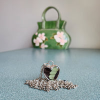 SOLD - Real Butterfly Heart Pendant (Green) - SOLD