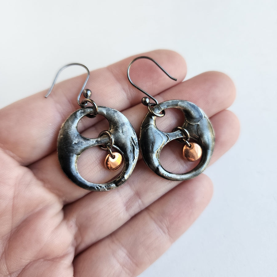Mixed Metal Earrings with Copper Bead