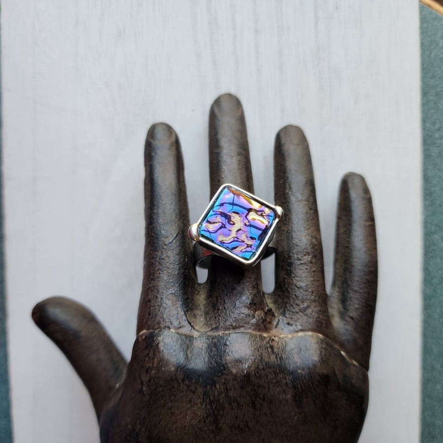 Blue & Purple Mosaic Adjustable Ring