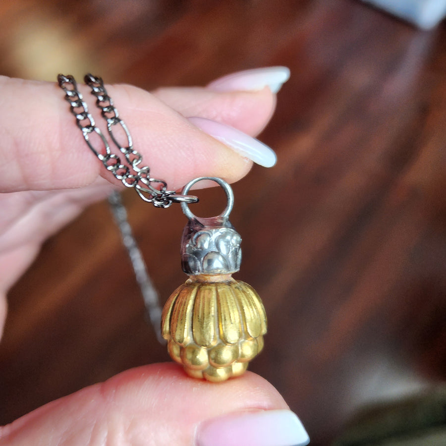 Vintage Gold Perfume Stopper Pendant, One of a Kind