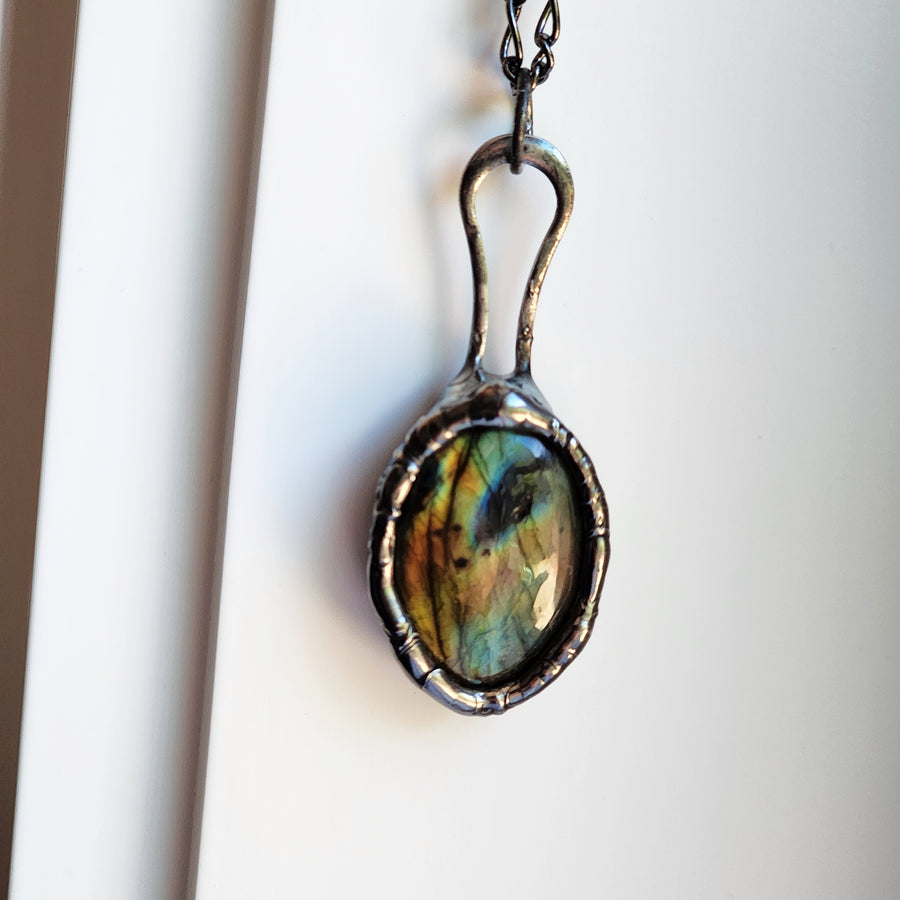 Chunky Labradorite Pendant Necklace, One of a Kind