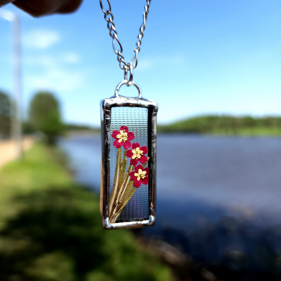 Real Pressed Flower Jewelry, Rose Petals, Stained Glass