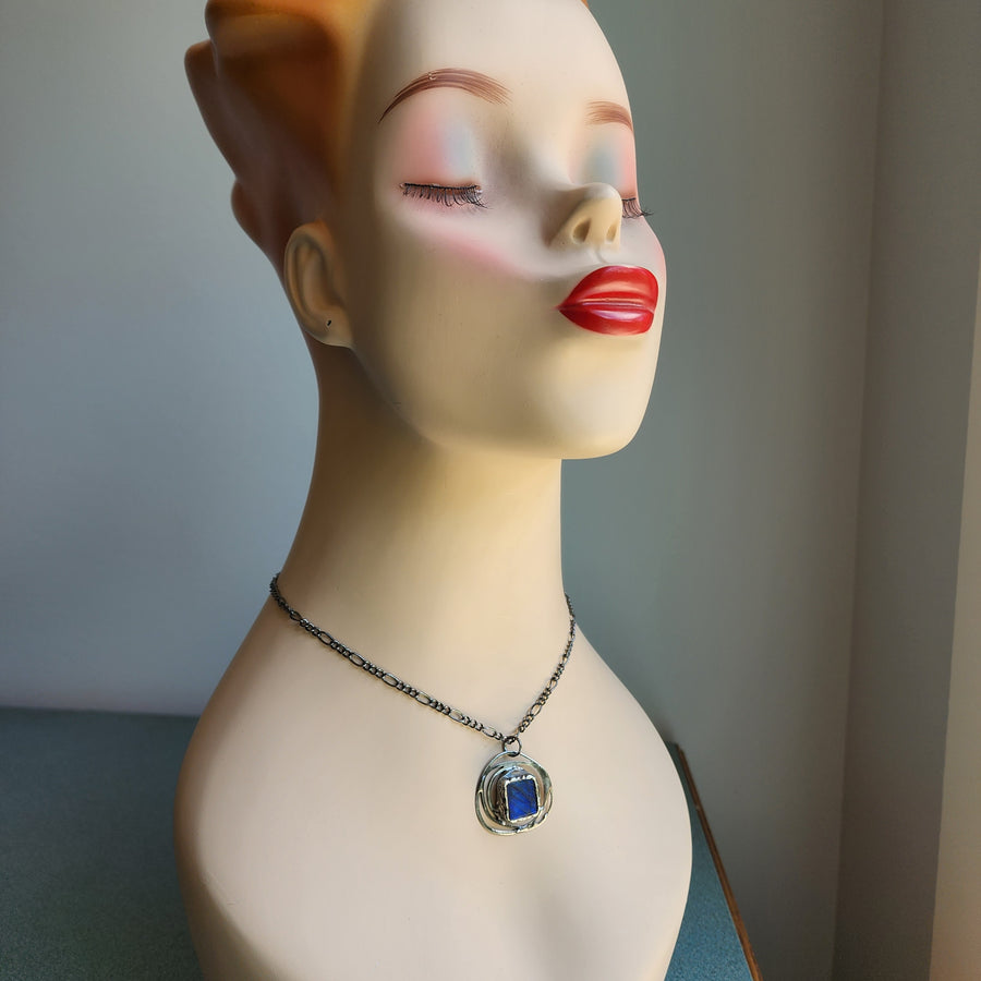 Blue Labradorite Pendant Necklace, Artisan Made Jewelry