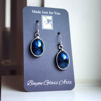 Blue Glass Tiger Eye Earrings