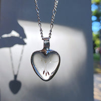 Wish Dandelion Heart Necklace with 3 or 4 Seeds