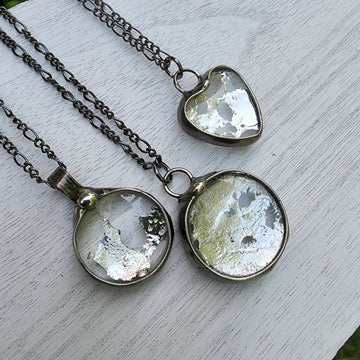 3 OOAK silver solder splatter pendant Necklaces. Truly hand made in USA by Louisiana artisan at Bayou Glass Arts studio.