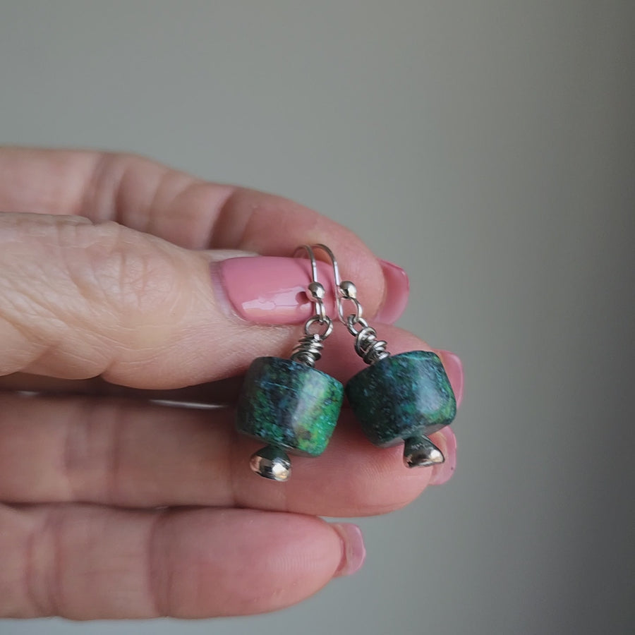 Handmade Dangle Chrysocolla Earrings