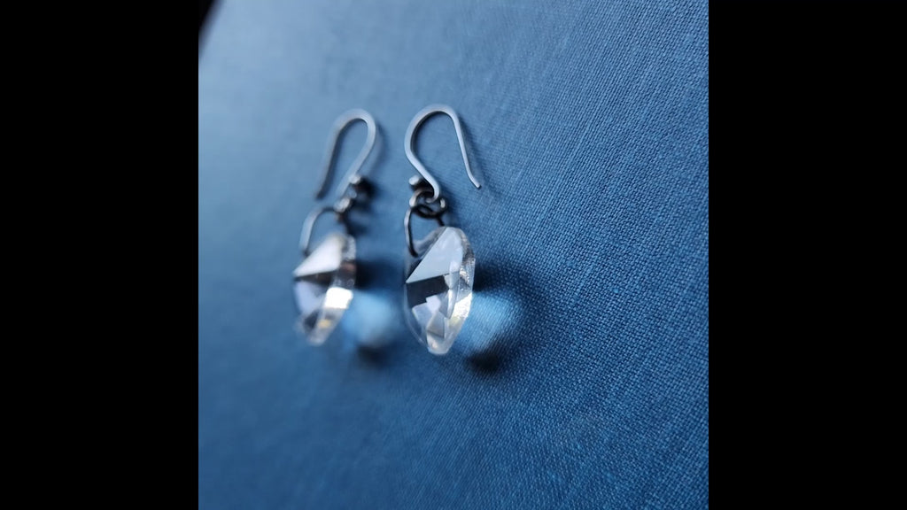 Crystal Heart Earrings on Sterling Silver Ear Wires. Truly Hand Made by Louisiana Artisan in USA.