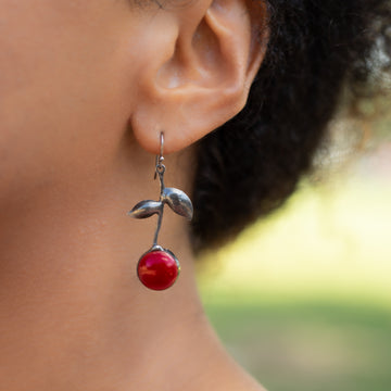 Red Cherry Earrings - Bayou Glass Arts