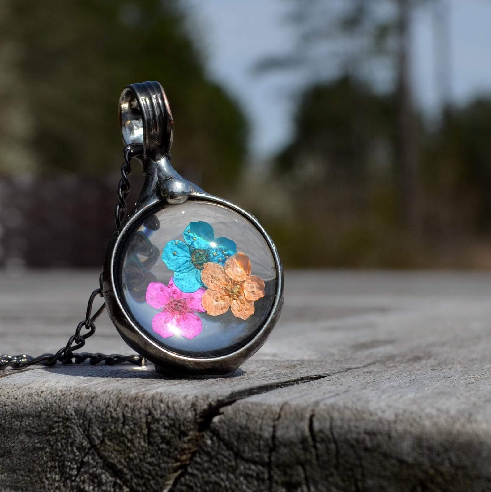 Colorful Forget Me Not Necklace - Main Image