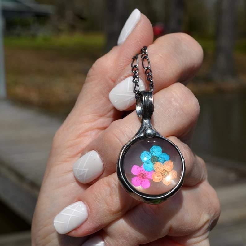 pendant colorful forget me not