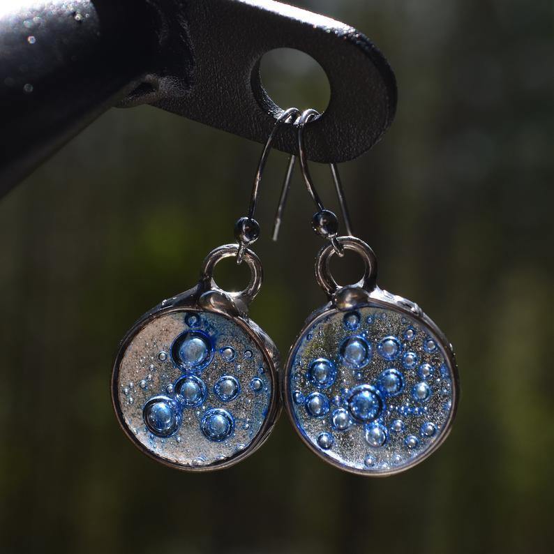 Dots_on_sterling_silver_earwires_Blue_Fused_Glass_Rounds_Truly_Hand_Made_In_USA_by_Louisiana_artisans_at_Bayou_Glass_Arts_Studio