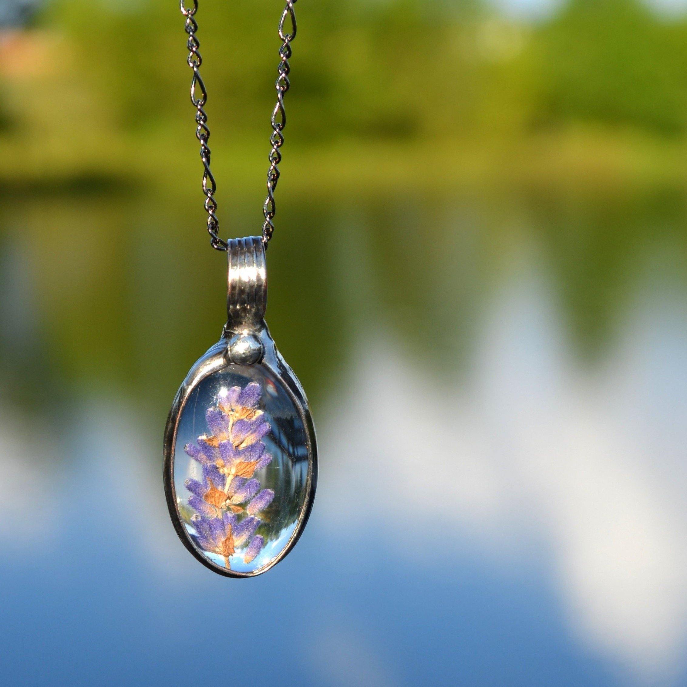 lavender flower jewellery Handmade Lavender Boho Necklace