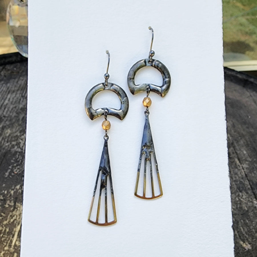 Long Mixed Metal Artisan Earrings