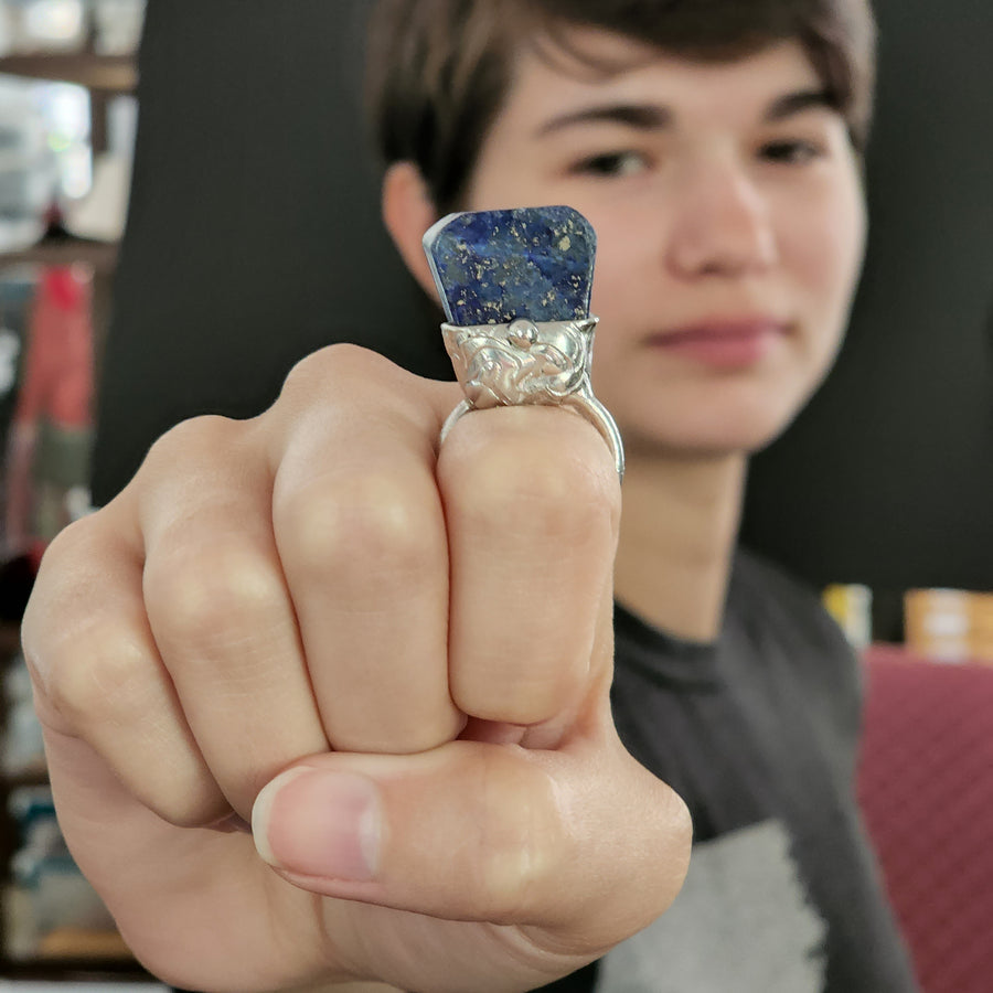 Blue Lapis Lazuli Statement Ring