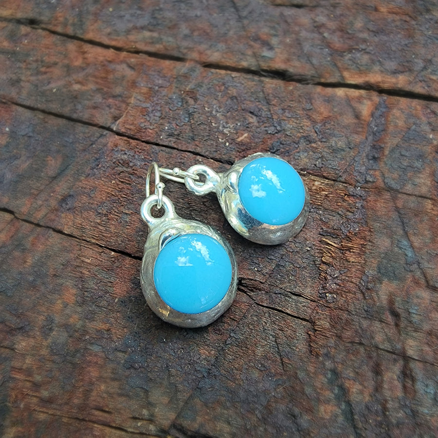 Baby Blue Ceramic Dot Earrings - SOLD