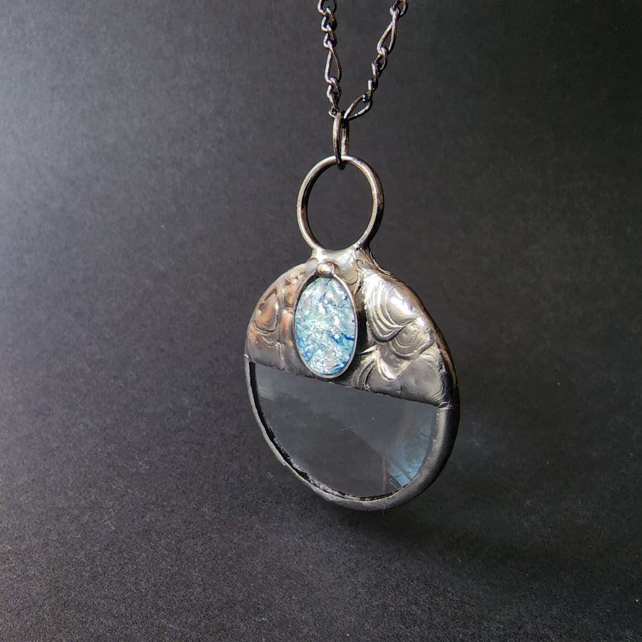 Icy Blue on Magnifying Glass Necklace