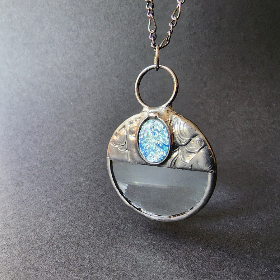 Icy Blue on Magnifying Glass Necklace