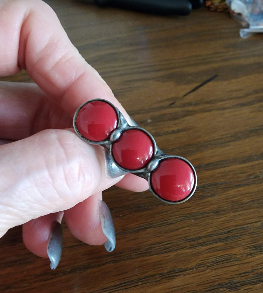 Unique Statement Ring Red Ceramic