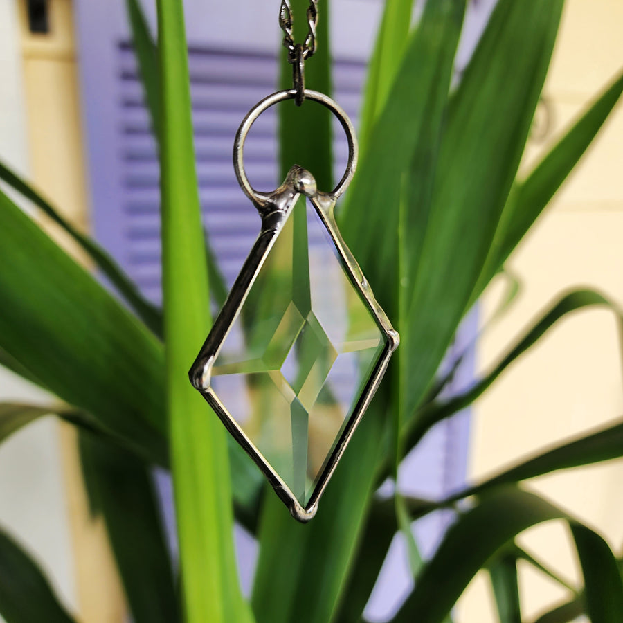 Stained Glass Diamond Pendant