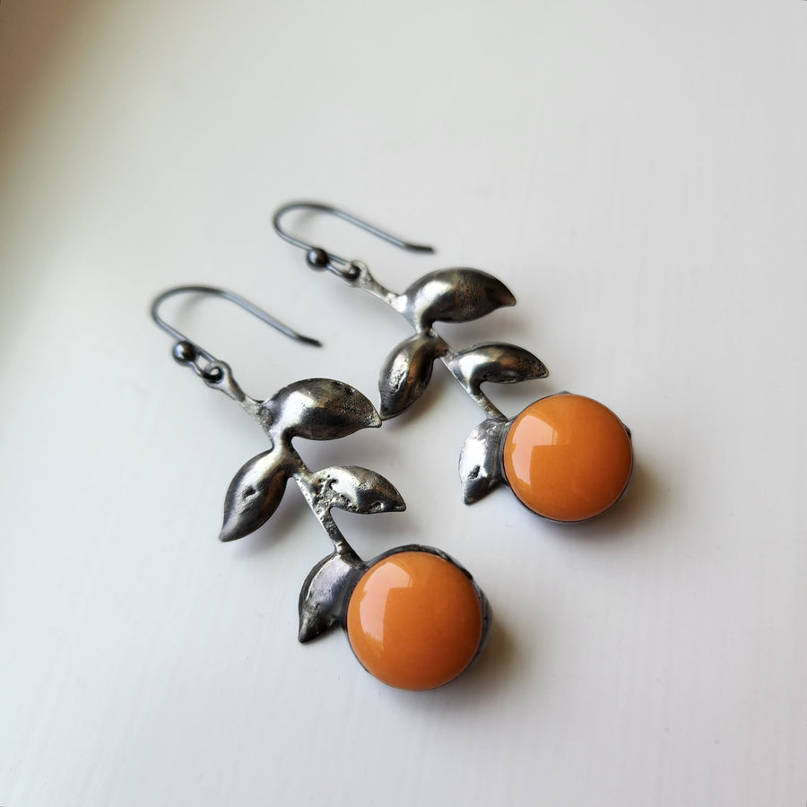 Orange on Branch Earrings