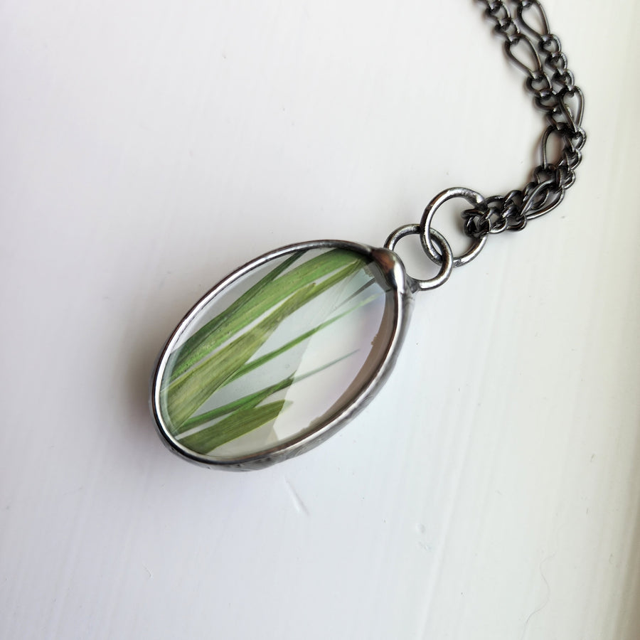 Green Grass Pendant Necklaces