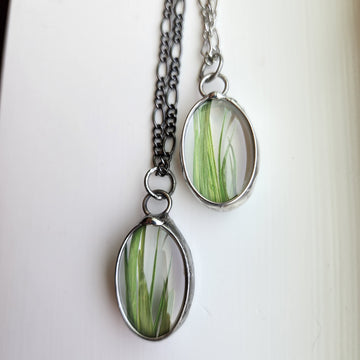 Green Grass Pendant Necklaces