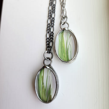 Green Grass Pendant Necklaces