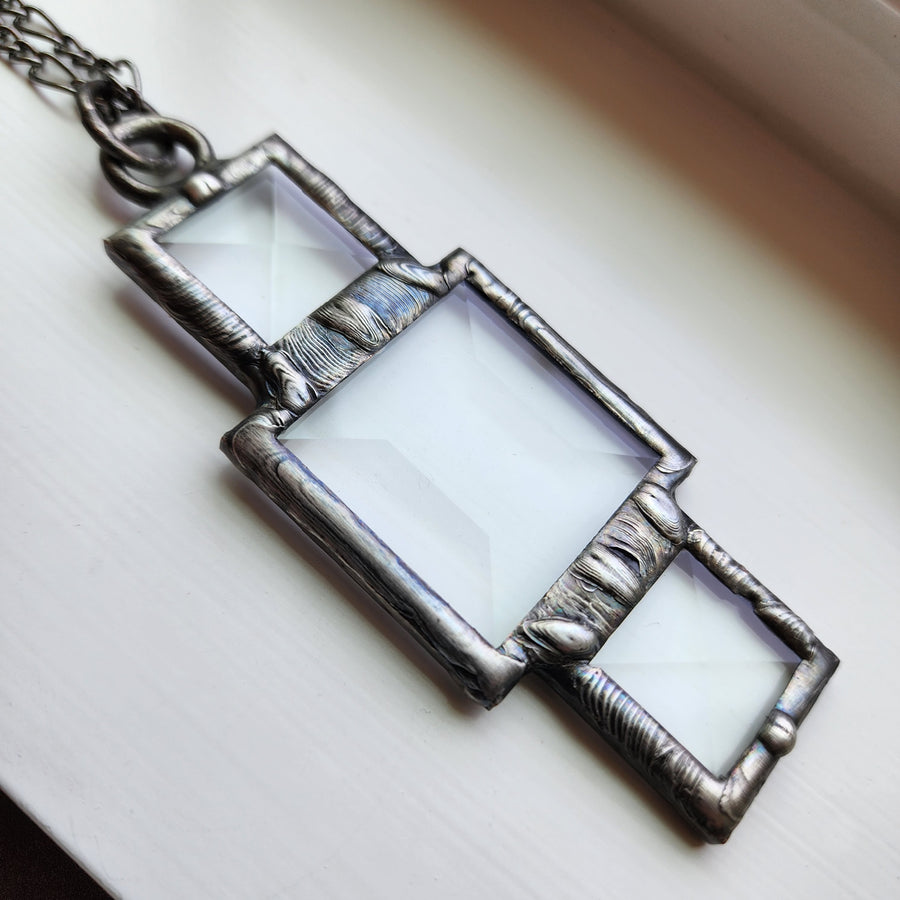 Large Bevel Glass Pendant Necklace