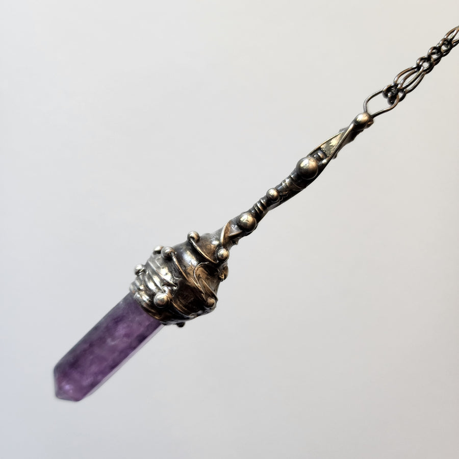 Purple Fluorite Pendant Necklace, Long