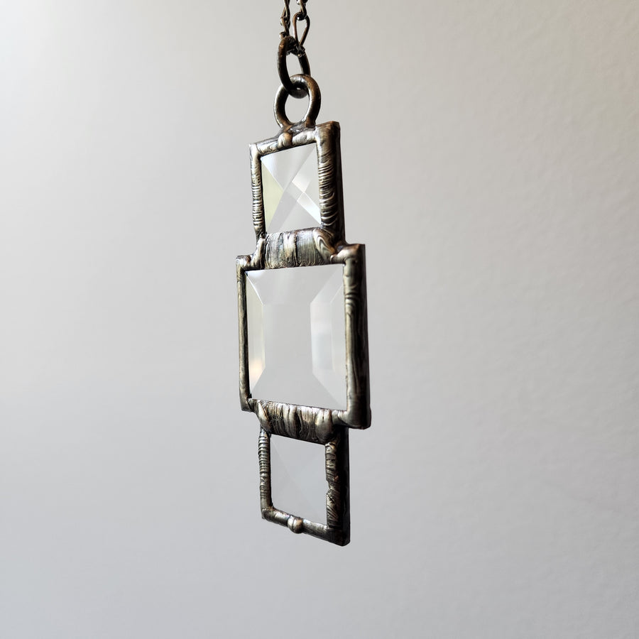 Large Bevel Glass Pendant Necklace