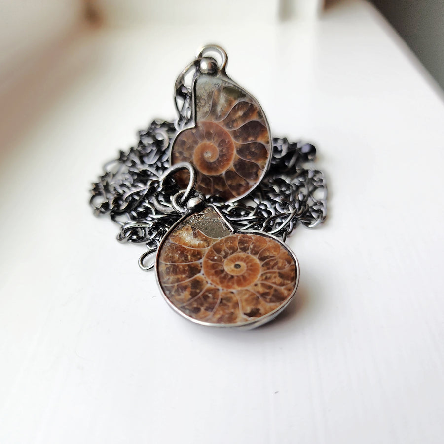 Matching Pair Ammonite Pendant Necklace, His and Hers