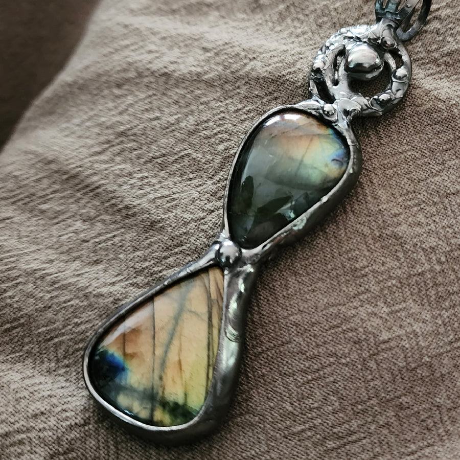 Double Labradorite Pendant Necklace - SOLD