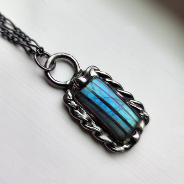 Rectangle Labradorite Pendant Necklace - SOLD
