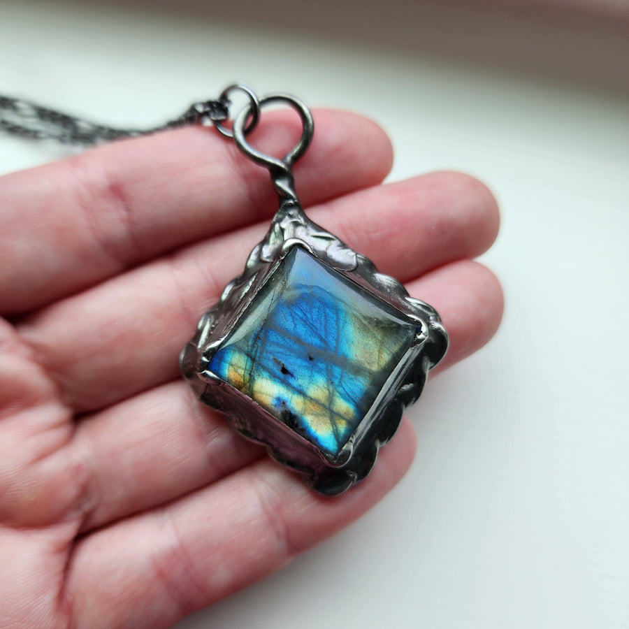 Diamond Labradorite Pendant Necklace - SOLD