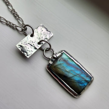 Rectangle Labradorite Pendant Necklace - SOLD
