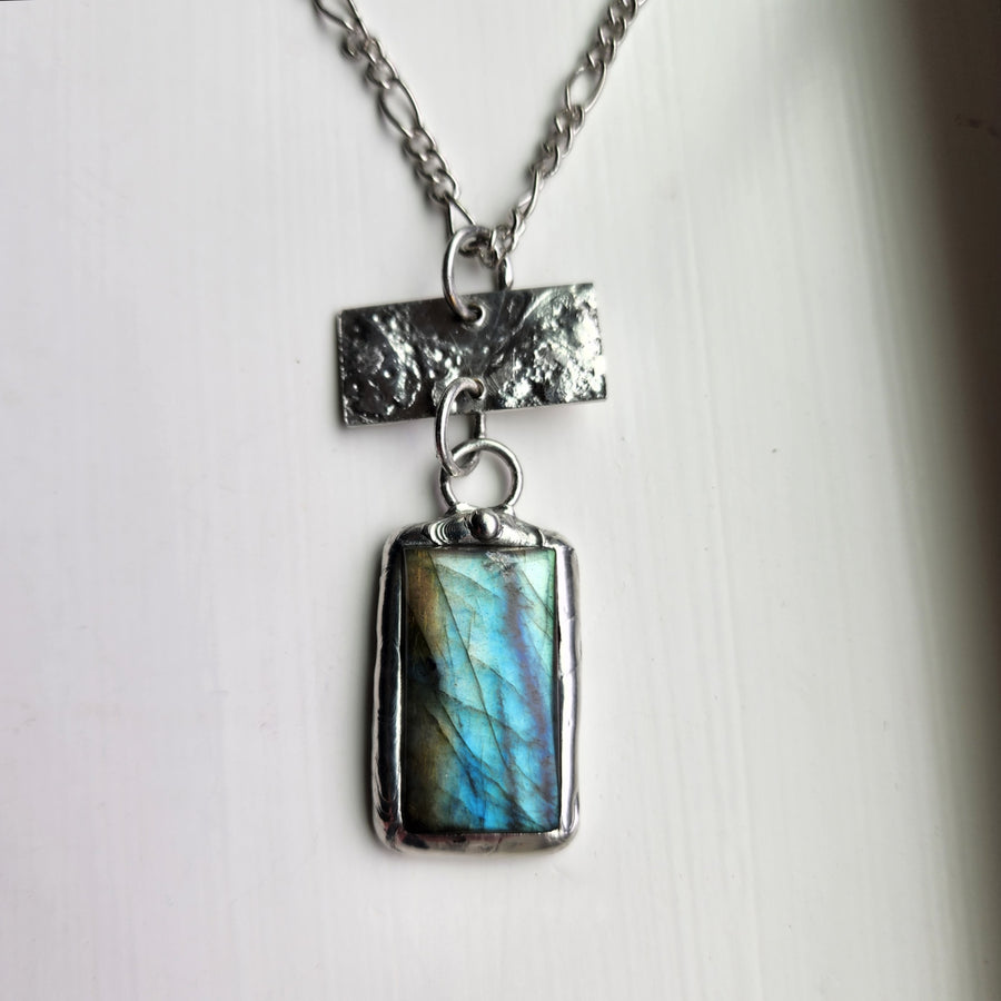 Rectangle Labradorite Pendant Necklace - SOLD