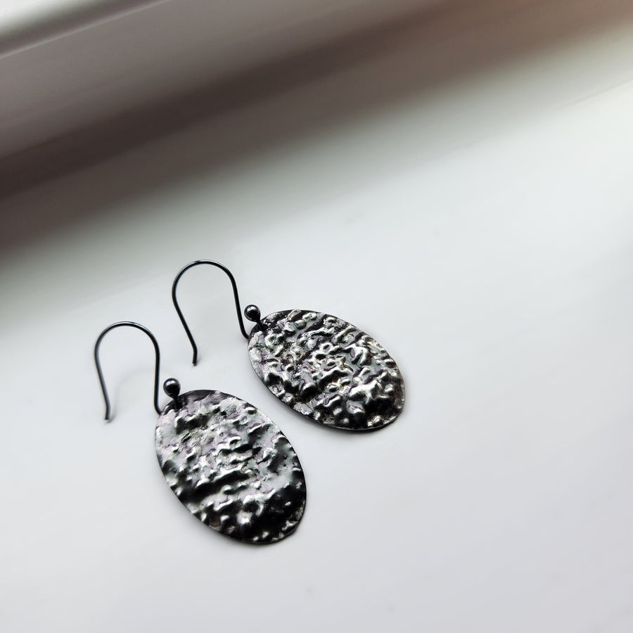 Mixed Metal Textured Silver Earrings