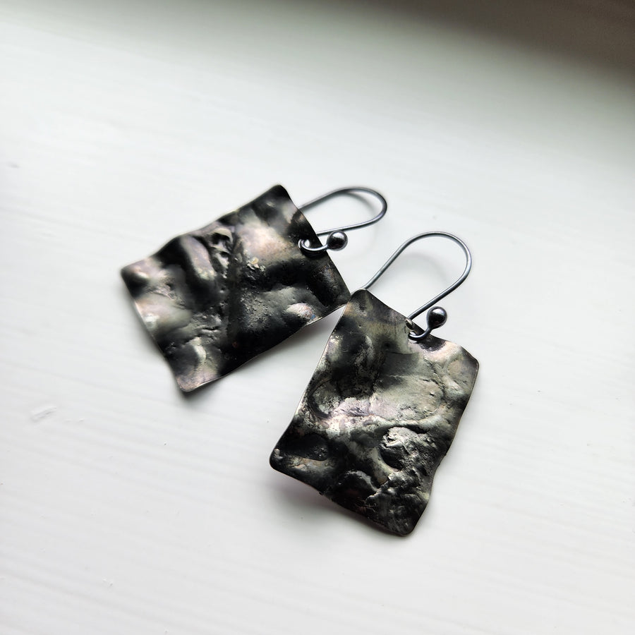 Rectangle Mixed Metal Earrings