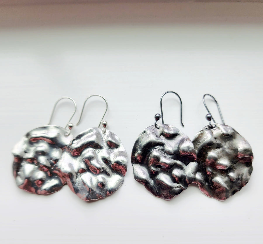 Round Textured Drop Earrings