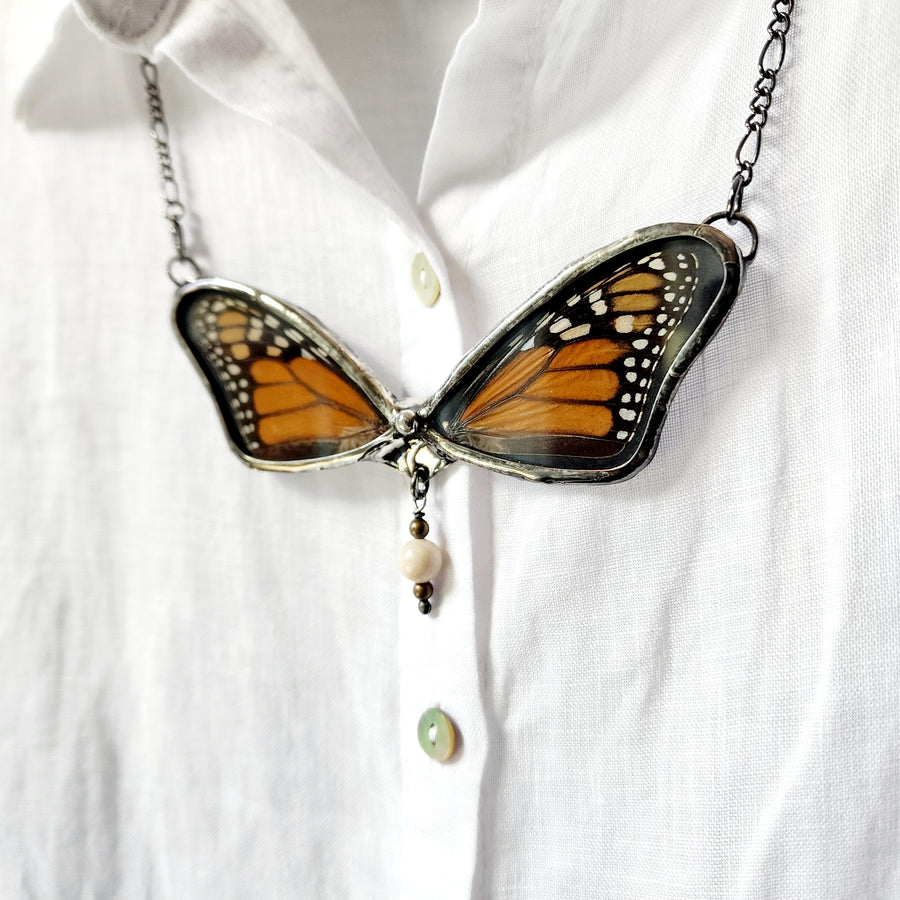 Large Butterfly Wing Necklace - SOLD