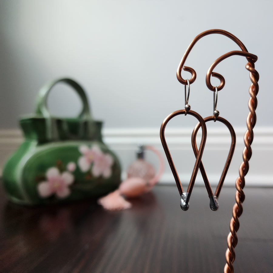 Copper Dangle Kite Earrings