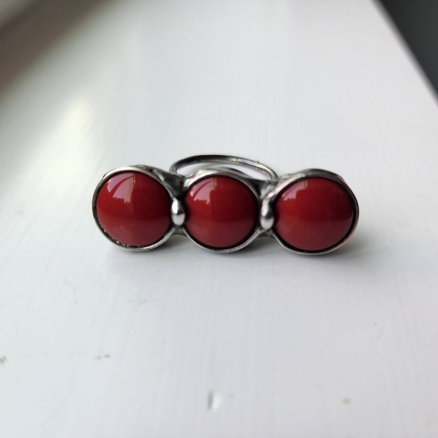 Unique Statement Ring Red Ceramic