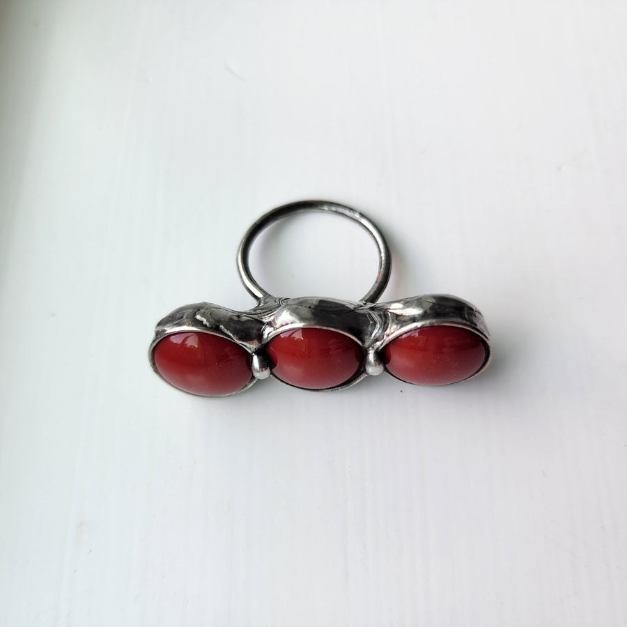 Unique Statement Ring Red Ceramic