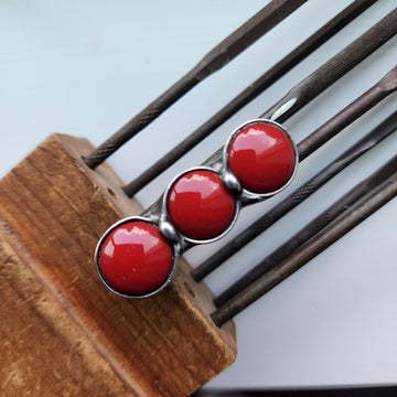 Unique Statement Ring Red Ceramic