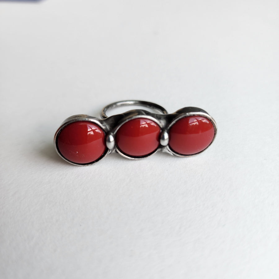 Unique Statement Ring Red Ceramic